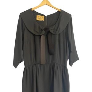 Vintage Paul Sachs 3/4 Sleeve Black Dress